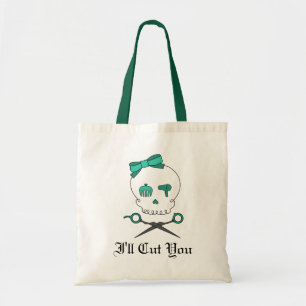 Hair Stylist Skull & Scissor Crossbones - Turquois Tote Bag