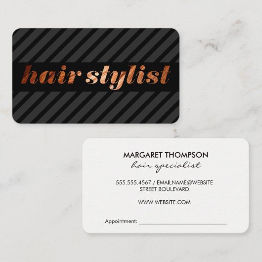 Hair Stylist Stripes Afsprakenkaartje (Voorkant / Achterkant)