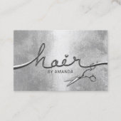 Hair Stylist Stylish Silver 3D Typography Salon Afsprakenkaartje (Voorkant)