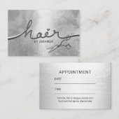 Hair Stylist Stylish Silver 3D Typography Salon Afsprakenkaartje (Voorkant / Achterkant)
