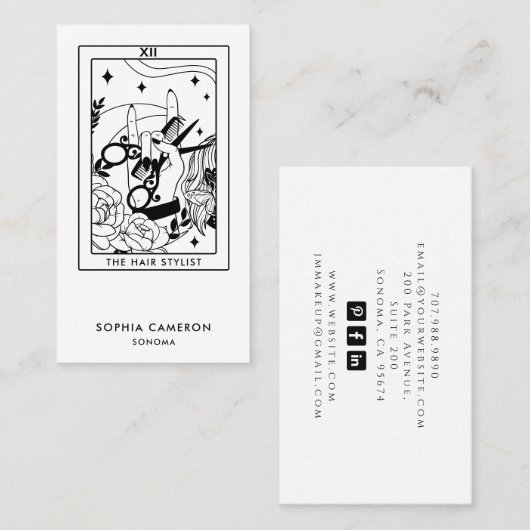Hair Stylist Tarot Visitekaartje (Voorkant / Achterkant)