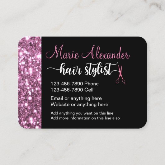 Hair Stylist Trendy and Glitzy Visitekaartje (Voorkant)