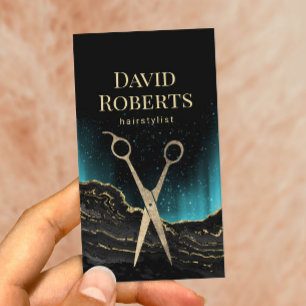 Hair Stylist Trendy Gold Agate Hairdresser Salon Visitekaartje