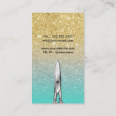 Hair Stylist Trendy Gold en Turquoise Glitter Visitekaartje (Achterkant)
