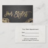 Hair Stylist Trendy Gold Typography Appointment Afsprakenkaartje (Voorkant / Achterkant)