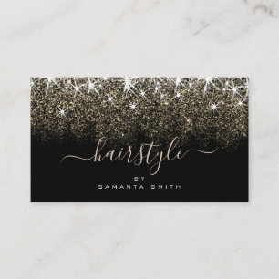 Hair Stylist Trendy Luminous Gold Glitter Stars Visitekaartje