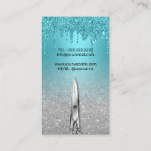 Hair Stylist Turquoise Drift Silver Glitter Salon Visitekaartje (Achterkant)
