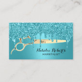 Hair Stylist Turquoise Drips Salon Appointment Afsprakenkaartje (Voorkant)