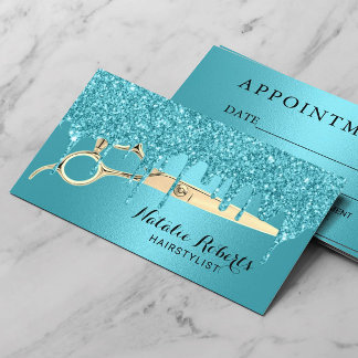 Hair Stylist Turquoise Drips Salon Appointment Afsprakenkaartje