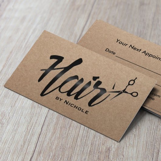 Hair Stylist Typografie Rustic Kraft Appointment Afsprakenkaartje