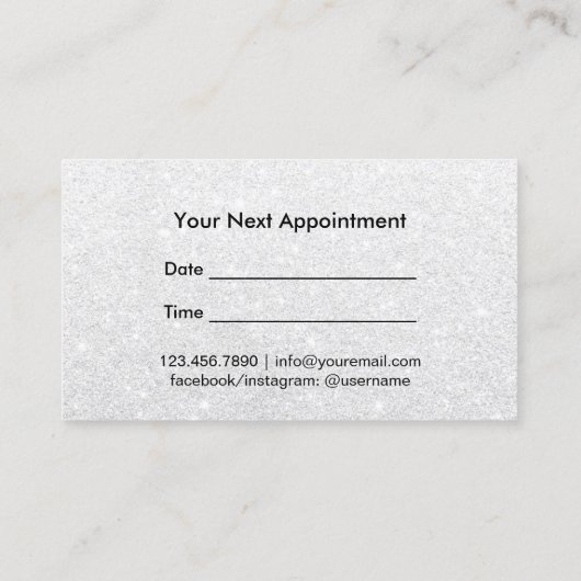 Hair Stylist Typography Silver Glitter Appointment Afsprakenkaartje (Achterkant)