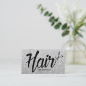 Hair Stylist Typography Silver Glitter Appointment Afsprakenkaartje (Staand voorkant)
