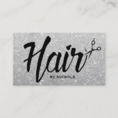Hair Stylist Typography Silver Glitter Appointment Afsprakenkaartje (Voorkant)