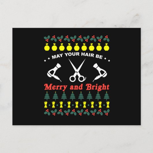 Hair Stylist Ugly Christmas Knit Sweater Gift Briefkaart (Voorkant)