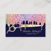 Hair Stylist Unicorn Drift Beauty Salon Navy Blue Visitekaartje (Voorkant)