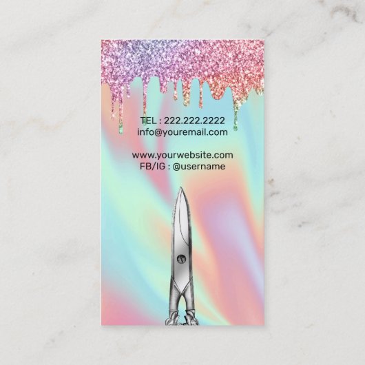 Hair Stylist Unicorn Glitter Drift Salon Visitekaartje (Achterkant)