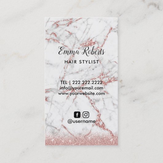 Hair Stylist Venus & Gold Scissor Roos Gold Marble Visitekaartje (Achterkant)