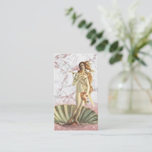 Hair Stylist Venus & Gold Scissor Roos Gold Marble Visitekaartje (Staand voorkant)