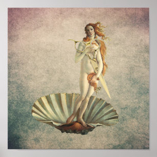 Hair Stylist Venus & Gold Scissor Salon Poster