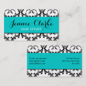 Hair Stylist Visitekaartje Damask Blue (Voorkant / Achterkant)