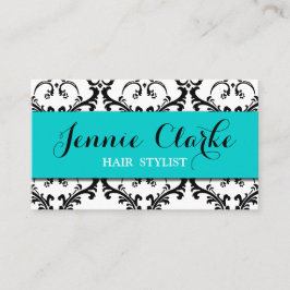 Hair Stylist Visitekaartje Damask Blue