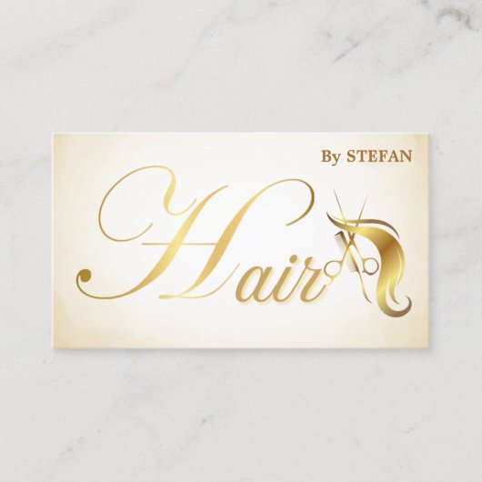 Hair Stylist Visitekaartjes - Zwart Goud Script (Voorkant)
