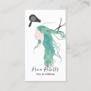 Hair Stylist Waterverf Beauty Girl Hairdresser Visitekaartje