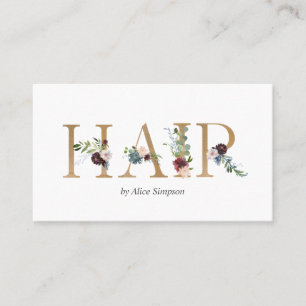 Hair Stylist Waterverf Floral Typografie Visitekaartje