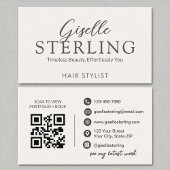 Hair Stylist White Script Moderne QR-code Visitekaartje