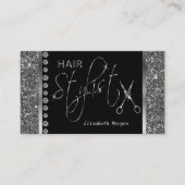 Hair Stylist - Zilver Glitter en Diamonds Visitekaartje (Voorkant)