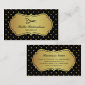 Hair Stylist - Zwart en Goud Glitter Polka Dots Visitekaartje (Voorkant / Achterkant)