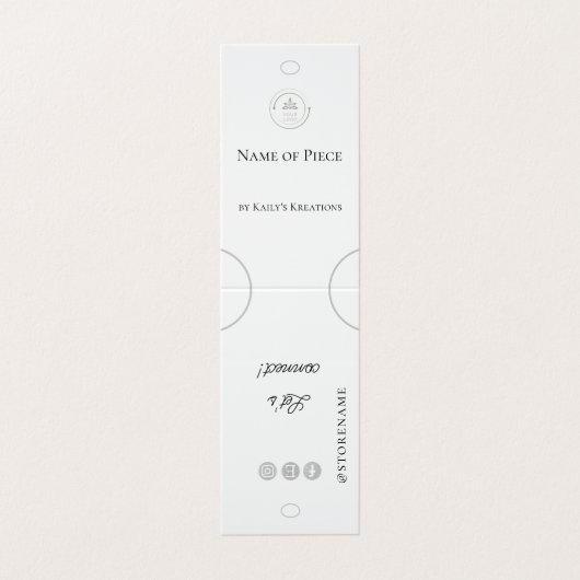 Hair Tie holder Hanging Display Logo Social Media Visitekaartje (Buitenkant ongevouwen)