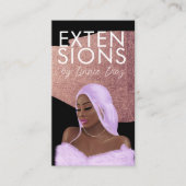 Hair Wig Extensions Braid Salon Script Roze Gold Visitekaartje (Voorkant)