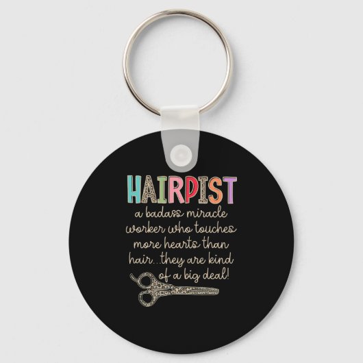 Hairapist Hairdresser Definition Funny Hair St Sleutelhanger (Voorkant)