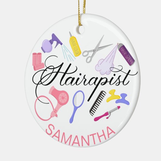 Hairapist Hairdresser Hair Stylist Barber Design Keramisch Ornament (Links)