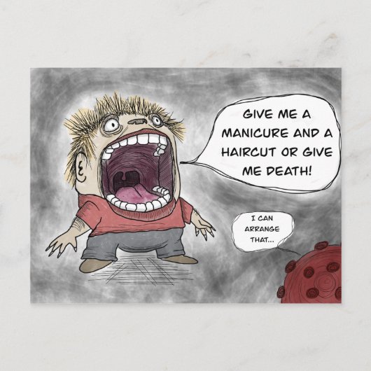 Haircut of dood! briefkaart (Voorkant)