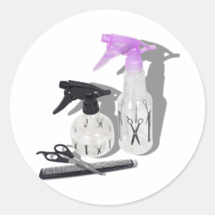 HaircutSprayBottle060910Shadows Ronde Sticker