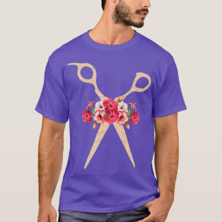 Hairdresser Barber Haarstylist Gift Cute Flowers T-shirt