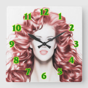 Hairdresser-beauty lounge square wall clock vierkante klok