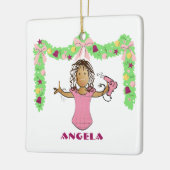 Hairdresser Cartoon Ethnic Thank You Christmas Keramisch Ornament (Links)