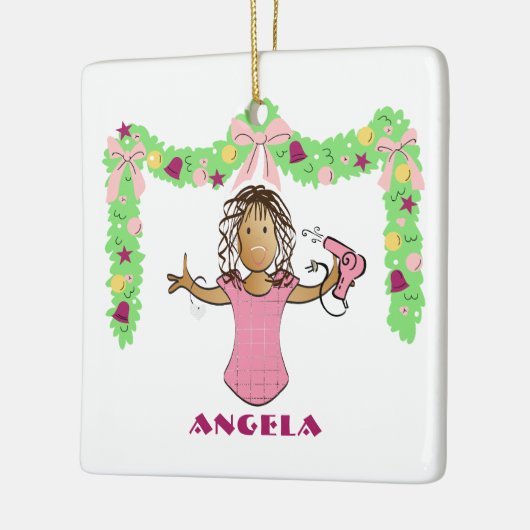Hairdresser Cartoon Ethnic Thank You Christmas Keramisch Ornament (Links)