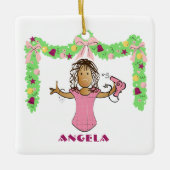 Hairdresser Cartoon Ethnic Thank You Christmas Keramisch Ornament (Voorkant)