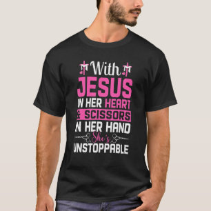 Hairdresser Design Girls Vrouwen Christelijk Hairs T-shirt