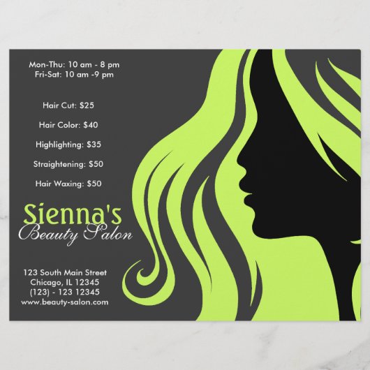 Hairdresser (Donkere Olijfgroen) Flyer (Voorkant)