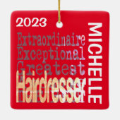 Hairdresser Extraordinaire CUSTOM Keramisch Ornament (Achterkant)