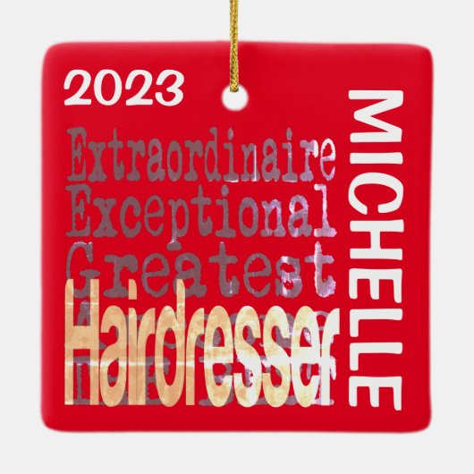 Hairdresser Extraordinaire CUSTOM Keramisch Ornament (Achterkant)