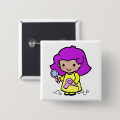 Hairdresser Girl Vierkante Button 5,1 Cm (Voorkant /achterkant)