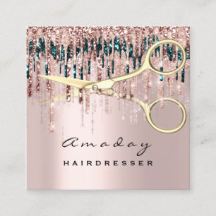 Hairdresser Haarstylist Nails Golden Scissors Vierkante Visitekaartje
