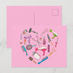 Hairdresser Haarstylist Tool Heart Briefkaart
