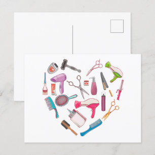 Hairdresser Haarstylist Tool Heart Briefkaart